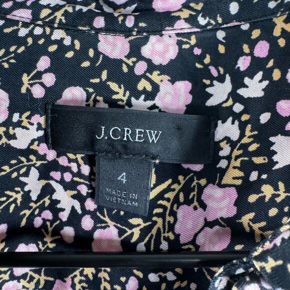J. Crew Tie-Waist Midi Shirt Dress Fall Garden Floral Long Sleeve Casual Size 4 - Picture 6 of 14